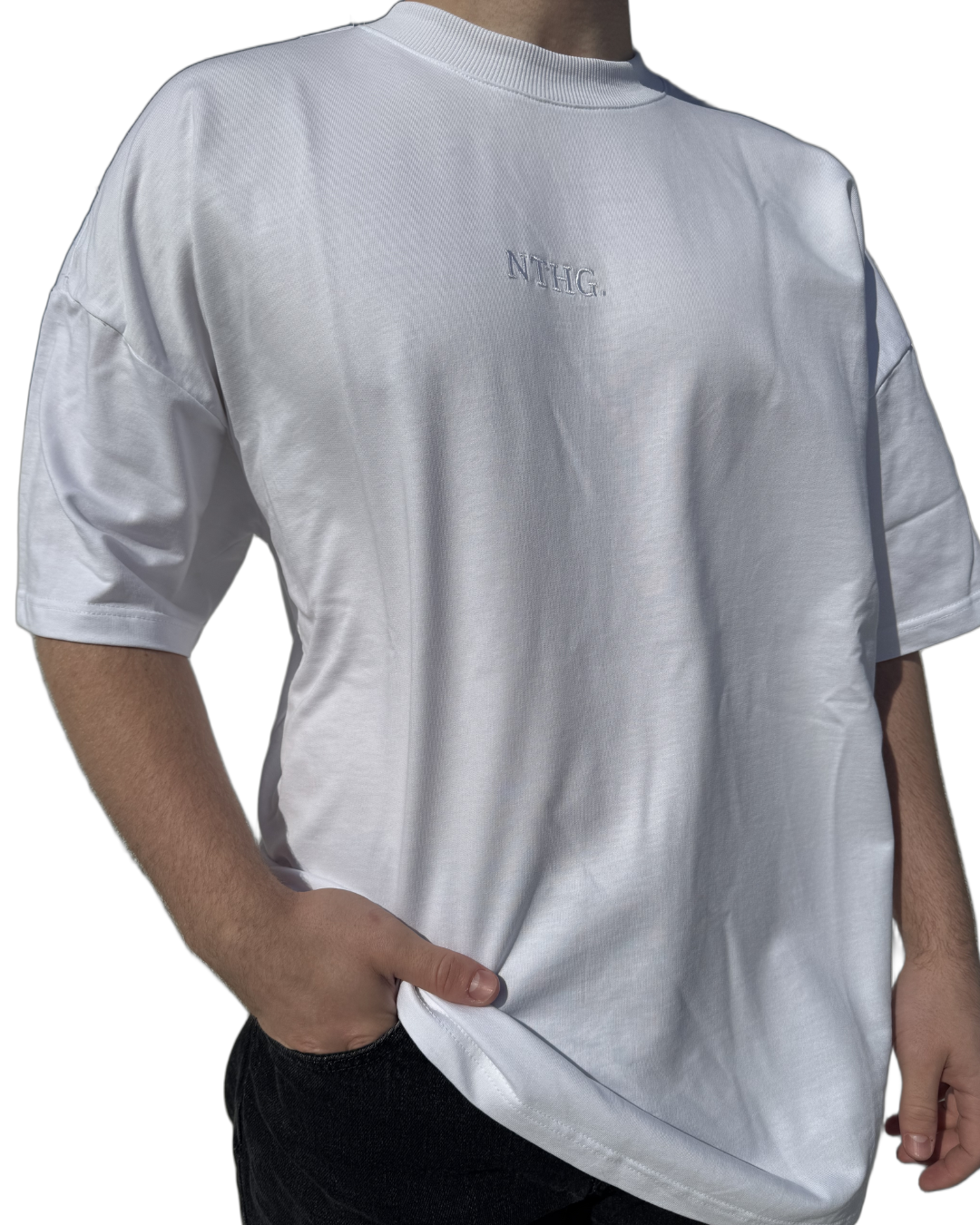 Oversized Tee- White - Embroidery