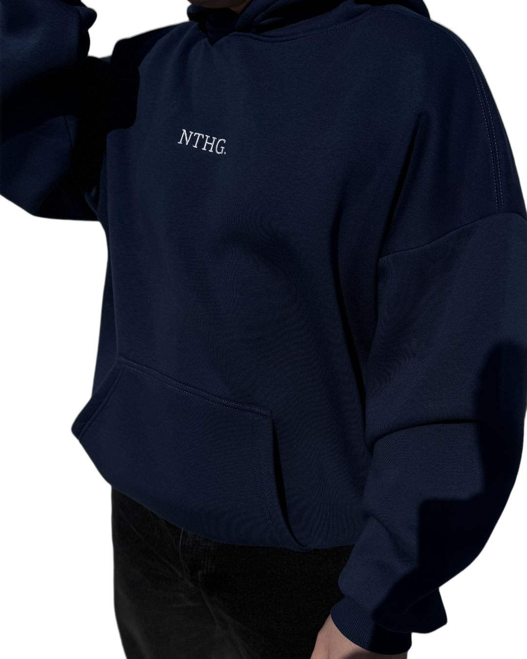 Oversized Hoodie - Navy Blue - Embroidery