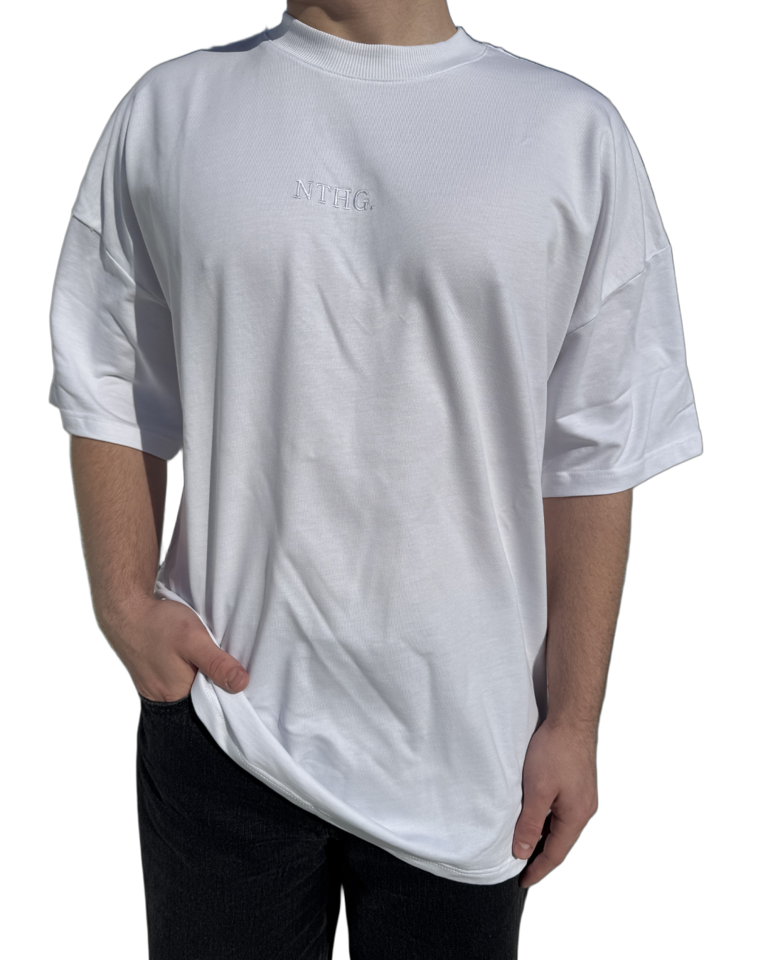 Oversized Tee- White - Embroidery
